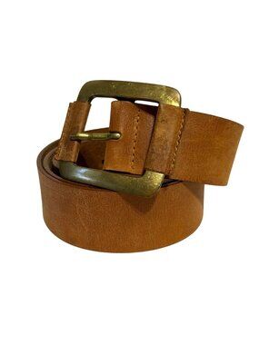 The Limited Womens Sz Medium Brown Leather Belt With Brass Buckle